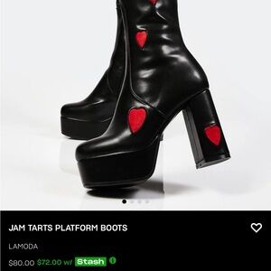 Black heart platform boots